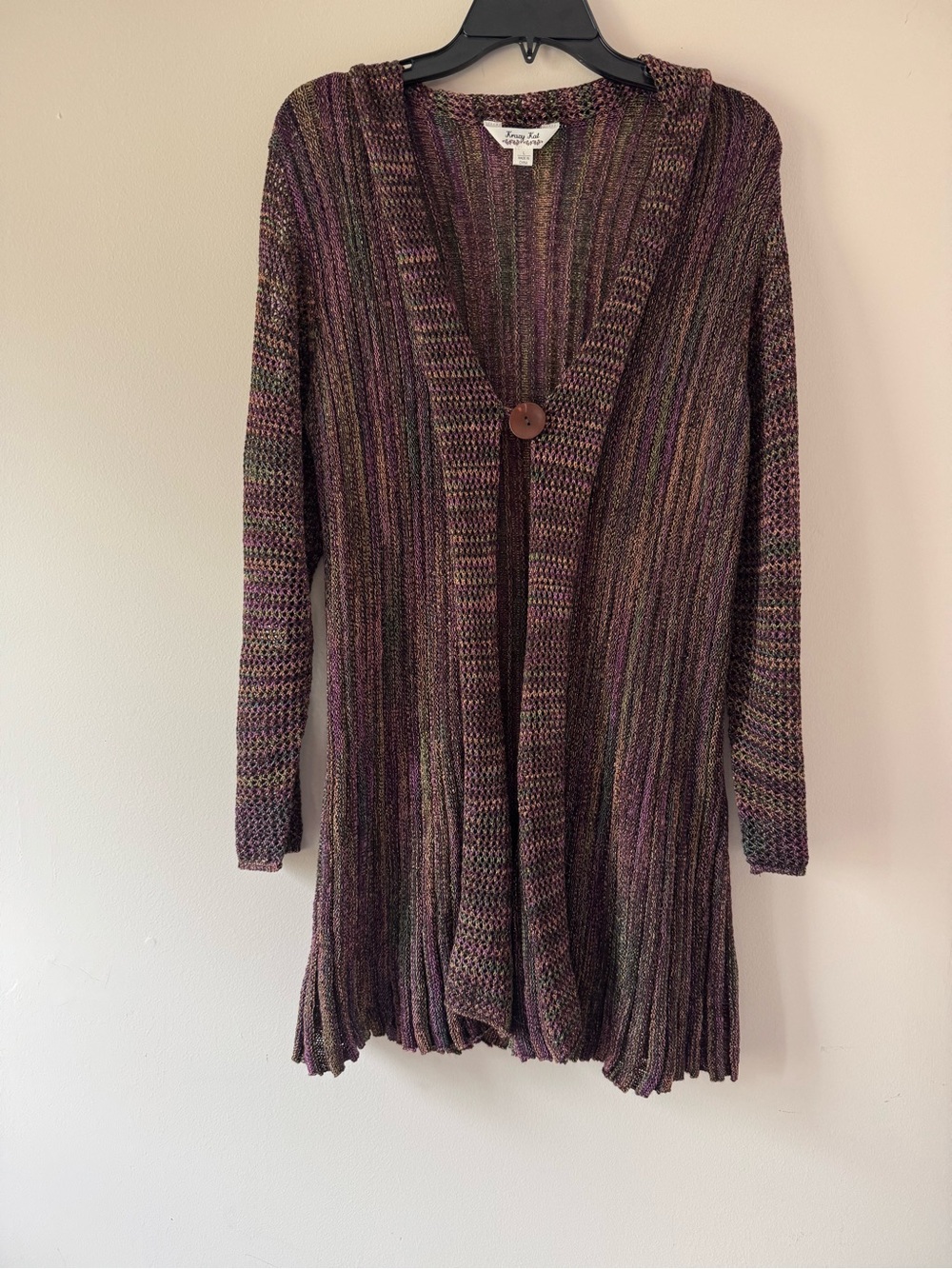 Krazy Kat Long Ribbed Single-Button Cardigan - Multicolor